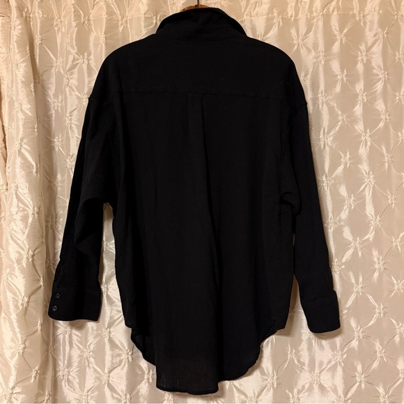 Z Supply Midnight Black Lalo Gauze Button Front Shirt - Picture 6 of 11